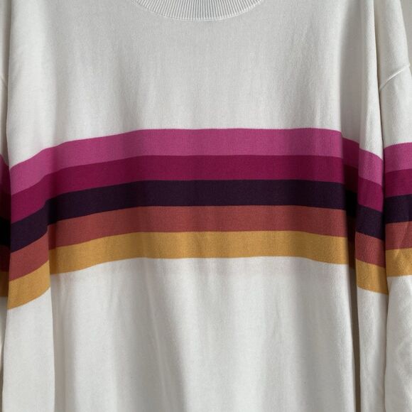 Lands End Womens Plus Rainbow Striped Sweater Size 3X Cotton Classic Preppy - Picture 4 of 11